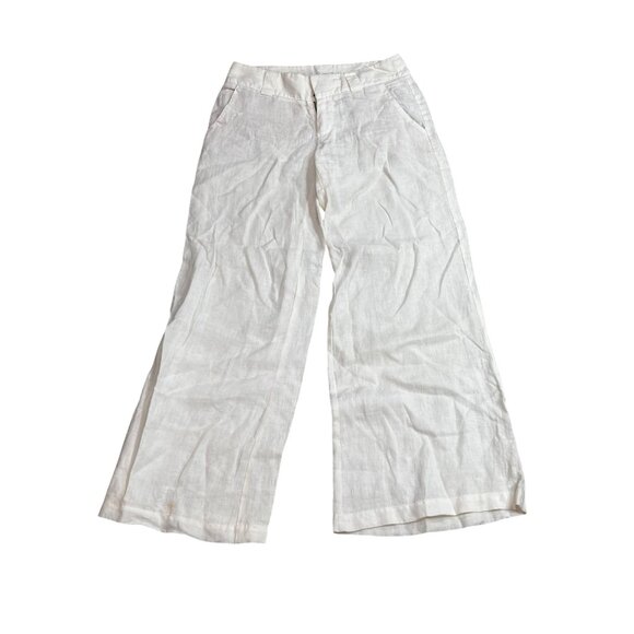 London Jean The Marisa Fit Womens White Linen Wide-Leg Pants Size 0 - Picture 1 of 12